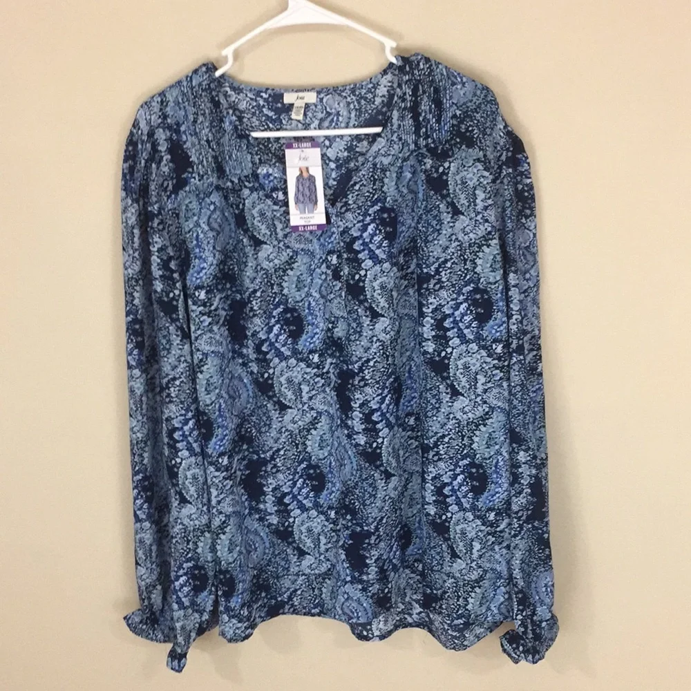 Joie  Blue Parisian Paisley Peasant Top Size XX-Large NWT